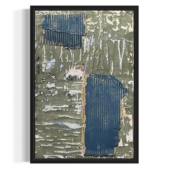 Original Framed Mixed Media Modern Art Collage Painting 12x18 